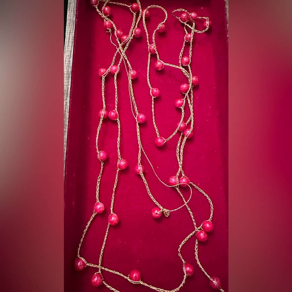 Antique gold string beaded necklace